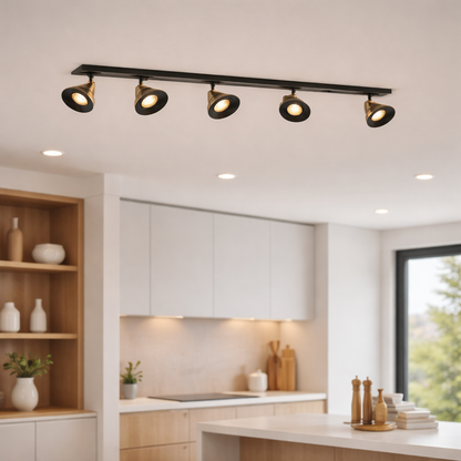 Plafón Focos Orientables Techo Salón HORN | Negro 6 Luces GU10