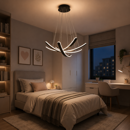 Lámpara Colgante LED Dormitorio SATURN | Negra CCT Atenuable