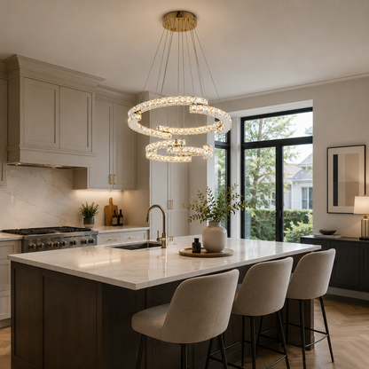 Lámpara Colgante LED Circular Salón INFINITY | Dorada CCT