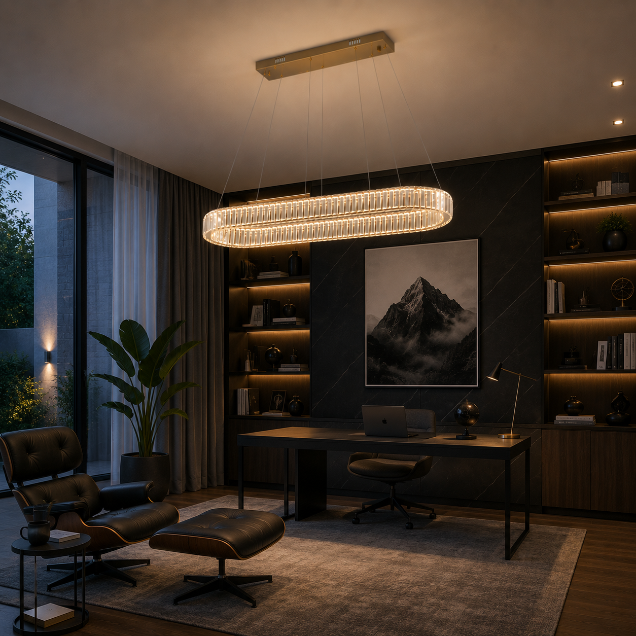 Lámpara Colgante Cristal Ovalada Comedor CRYSTO | Dorada LED CCT
