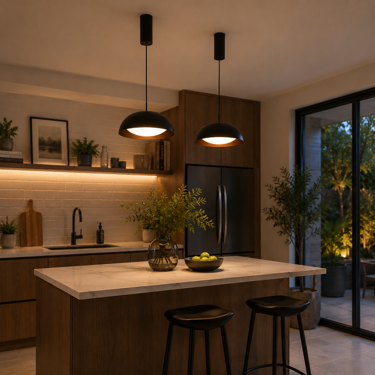 Lámpara Colgante LED Campana Comedor SEMIS | Negra CCT Atenuable