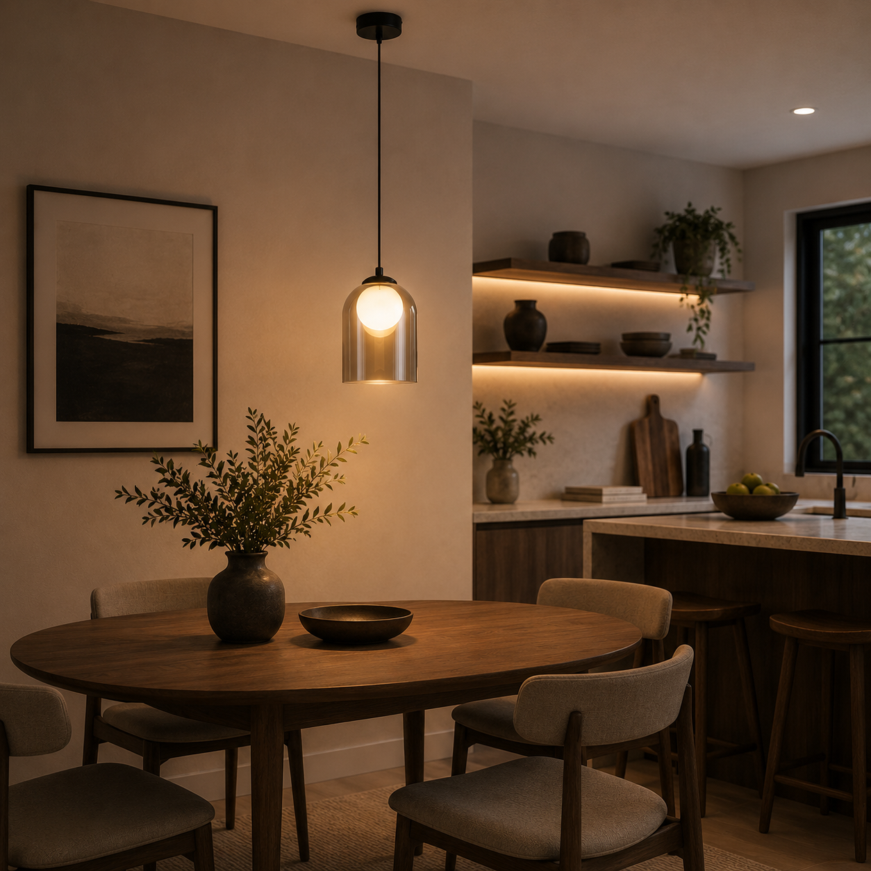Lámpara Colgante Cristal Ahumado Dormitorio LYNK | Negra