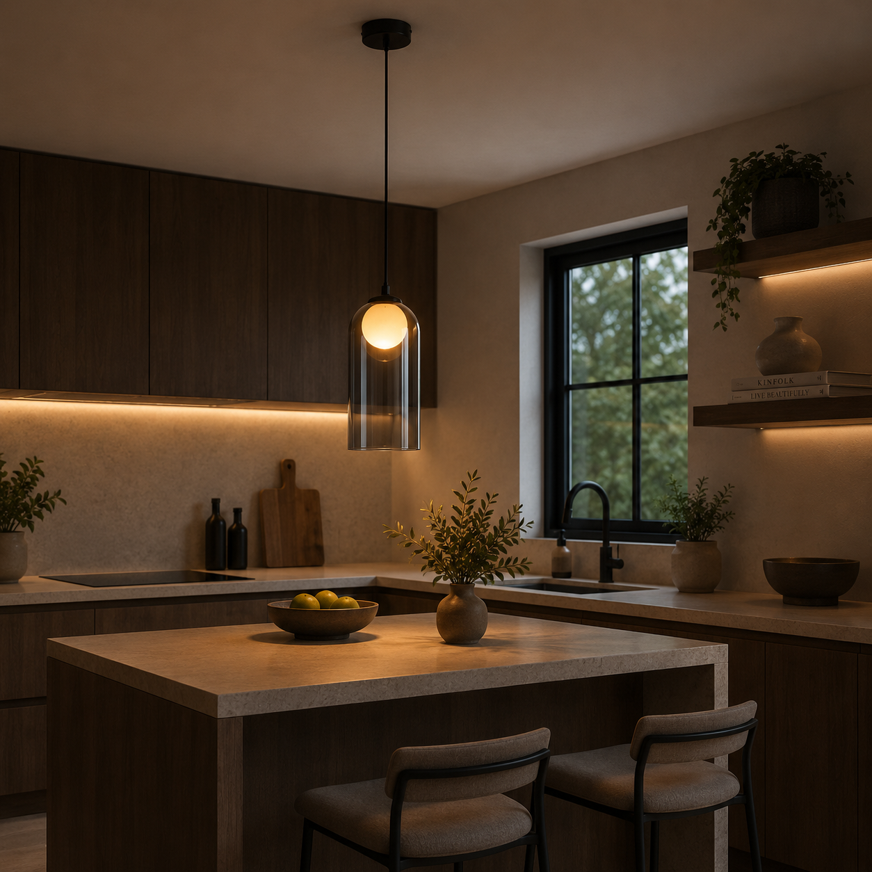 Lámpara Colgante Cristal Ahumado Dormitorio SCANDIV | Negra