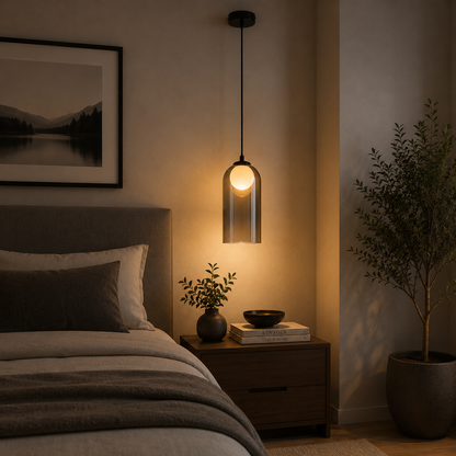 Lámpara Colgante Cristal Ahumado Dormitorio SCANDIV | Negra