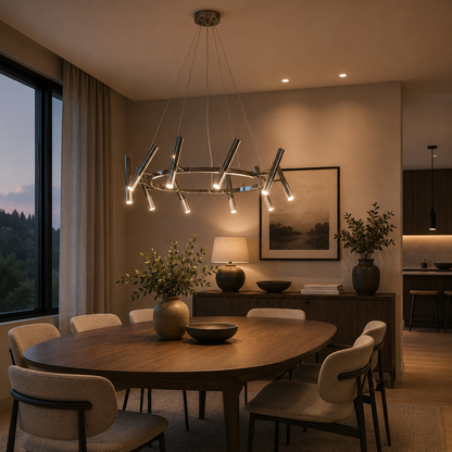 Lámpara Colgante Metal Circular Comedor MINKO | Cromo GU10