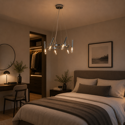 Lámpara Colgante Metal Habitación MINKO | Cromada 16 Luces G9