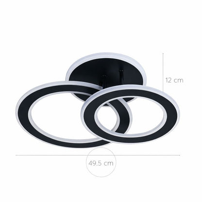 Lámpara LED Aros redondos Dormitorio DISCO | Negro Atenuable CCT