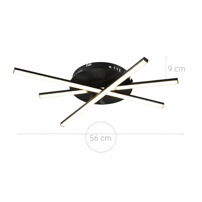 Lámpara LED Lineal Techo Salón XAS | Negro Atenuable CCT