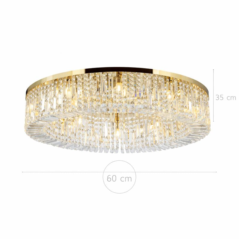 Plafón Cristal Circular Salón FANTASY | Dorado Ø60 cm E14