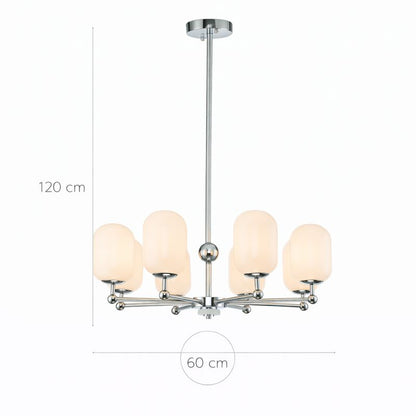 Lámpara Techo Cristal Opal Salón PACA | Cromo 6 Luces E14