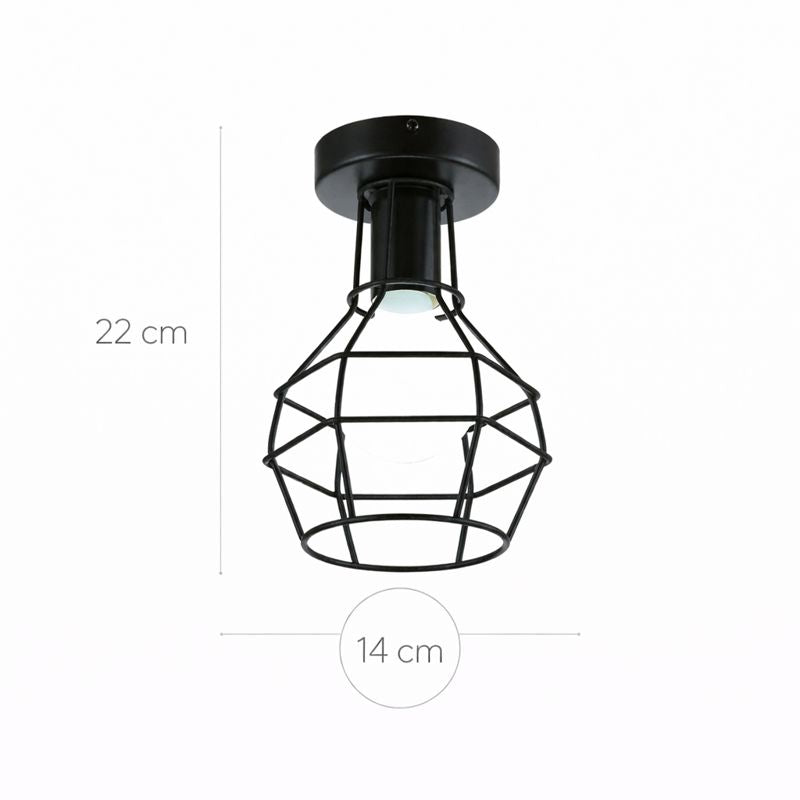 Plafón Metal Geométrico Techo Salón RETTI | Negro 1 Luz E27