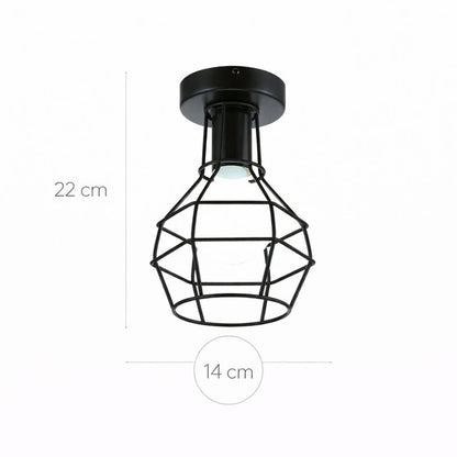 Plafón Metal Geométrico Techo Salón RETTI | Negro 1 Luz E27