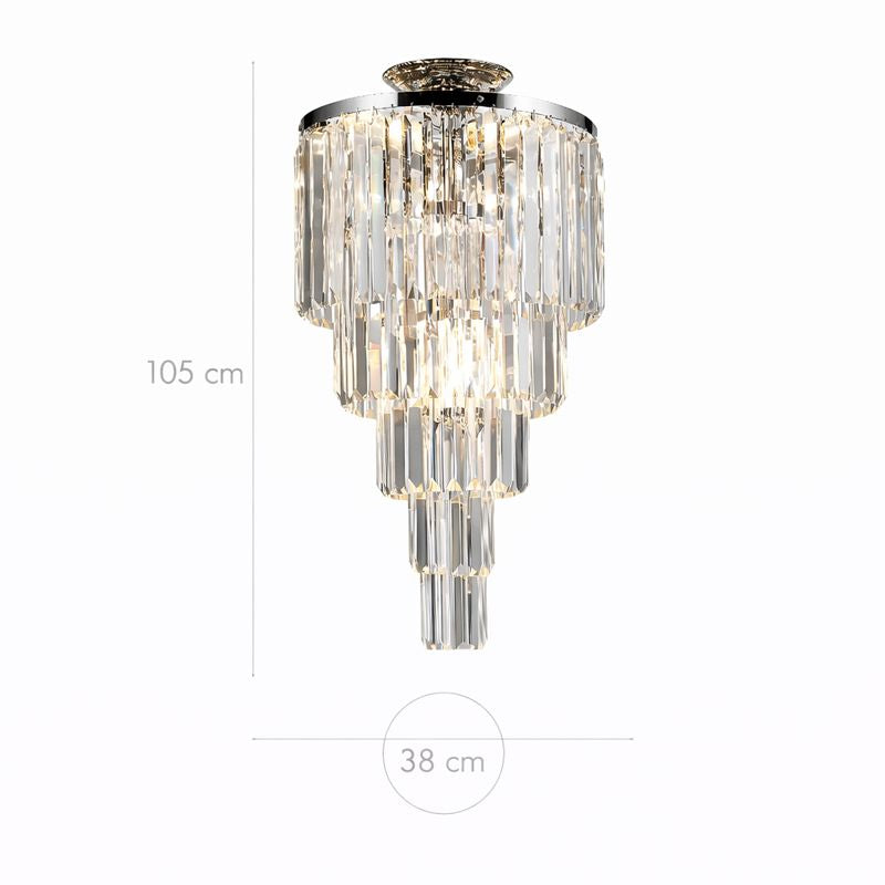 Plafón Cristal Escalonado Salón DORIS | Cromo Ø38 cm E14