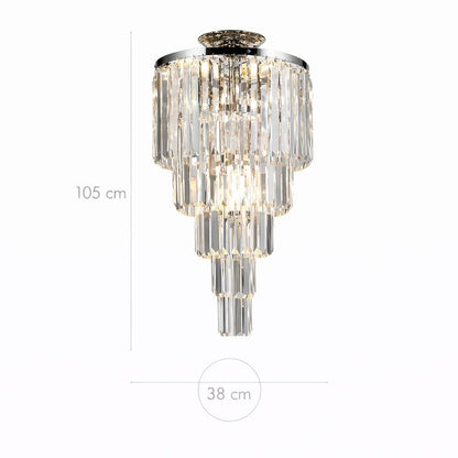 Plafón Cristal Escalonado Salón DORIS | Cromo Ø38 cm E14