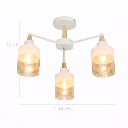 Lámpara Techo Cristal Cilíndrica Salón COPENHAGEN | Blanco 3 Luces