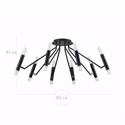 Lámpara Techo Lineal Metal Salón SABI | Negro 16 Luces G9