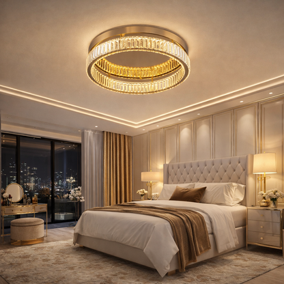 Plafón Cristal Circular Salón CRYSTO | Dorado Ø60 cm LED CCT