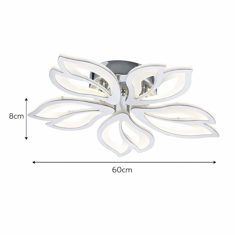 Lámpara LED Floral Techo Salón FLEUR | Cromo/Blanco CCT