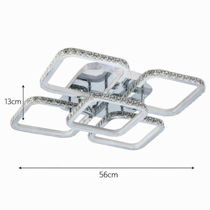 Lámpara LED Cuadrada Techo Salón DIAMANT | Cromo CCT