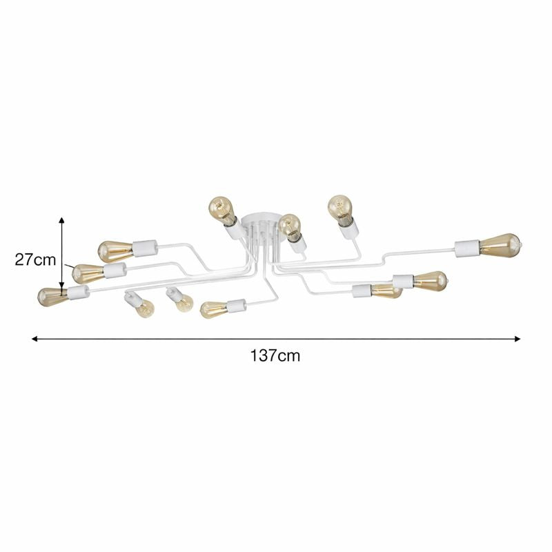 Lámpara Techo Metal Lineal Salón CLEBER | Blanco 12 Luces E27