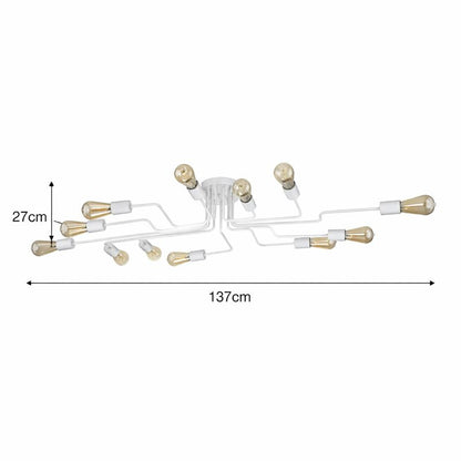 Lámpara Techo Metal Lineal Salón CLEBER | Blanco 12 Luces E27