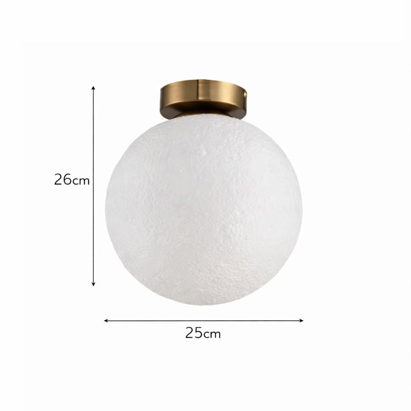 Plafón Esférico Cristal Opal Salón MOON | Oro 1 Luz E27