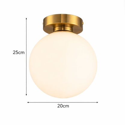 Plafón Esférico Cristal Opal Salón MONER | Oro 1 Luz E27