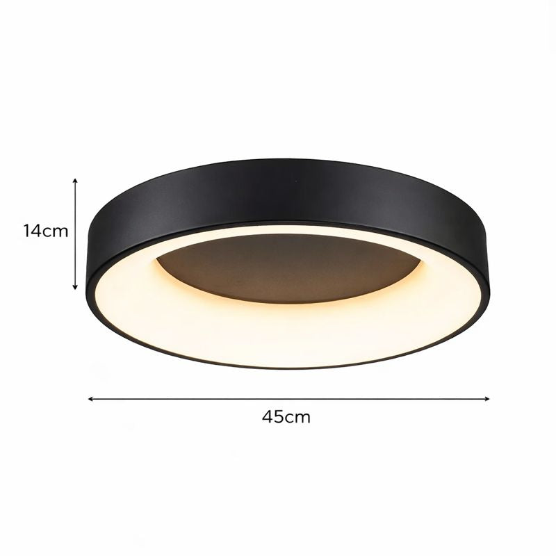 Plafón LED Circular Techo Salón PLICE | Negro Atenuable