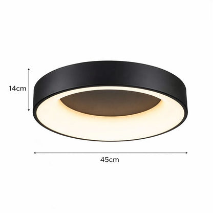 Plafón LED Circular Techo Salón PLICE | Negro Atenuable