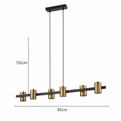 Lámpara Colgante Focos Comedor AXIS | Negro/Dorado 6 Luces GU10
