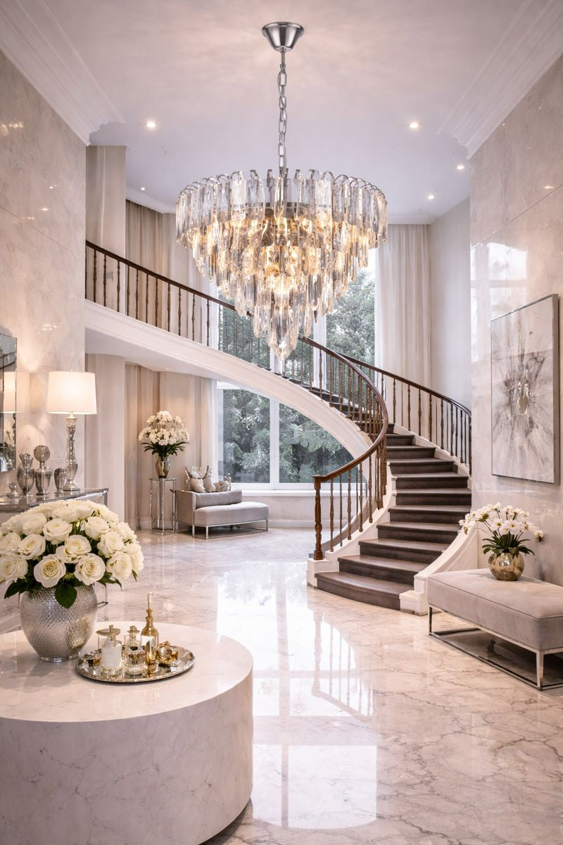 Lámpara colgante de acero y cristales modelo AVOLA LP156-D50