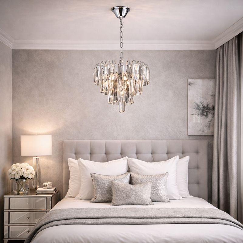 Lámpara colgante de acero y cristales modelo AVOLA LP156-D40