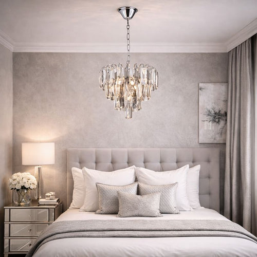 Lámpara colgante de acero y cristales modelo AVOLA LP156-D40