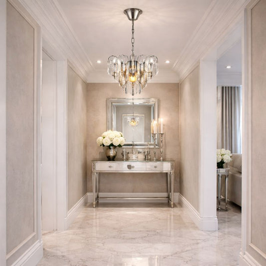 Lámpara colgante de acero y cristales modelo AVOLA LP156-D30