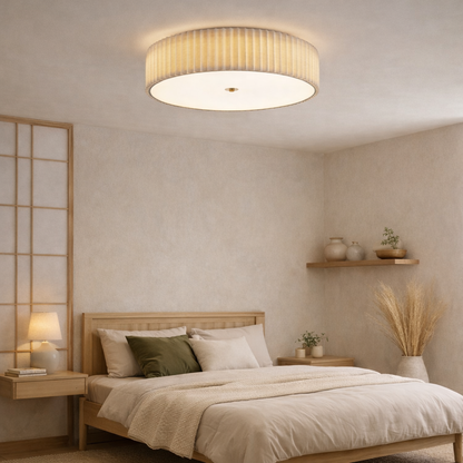 Plafón Tela Circular Techo Dormitorio LIGNO | Beige LED D50