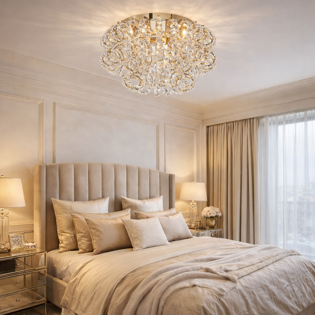 Plafón Cristal Circular Salón RINGLUX | Dorado Ø50 cm E14