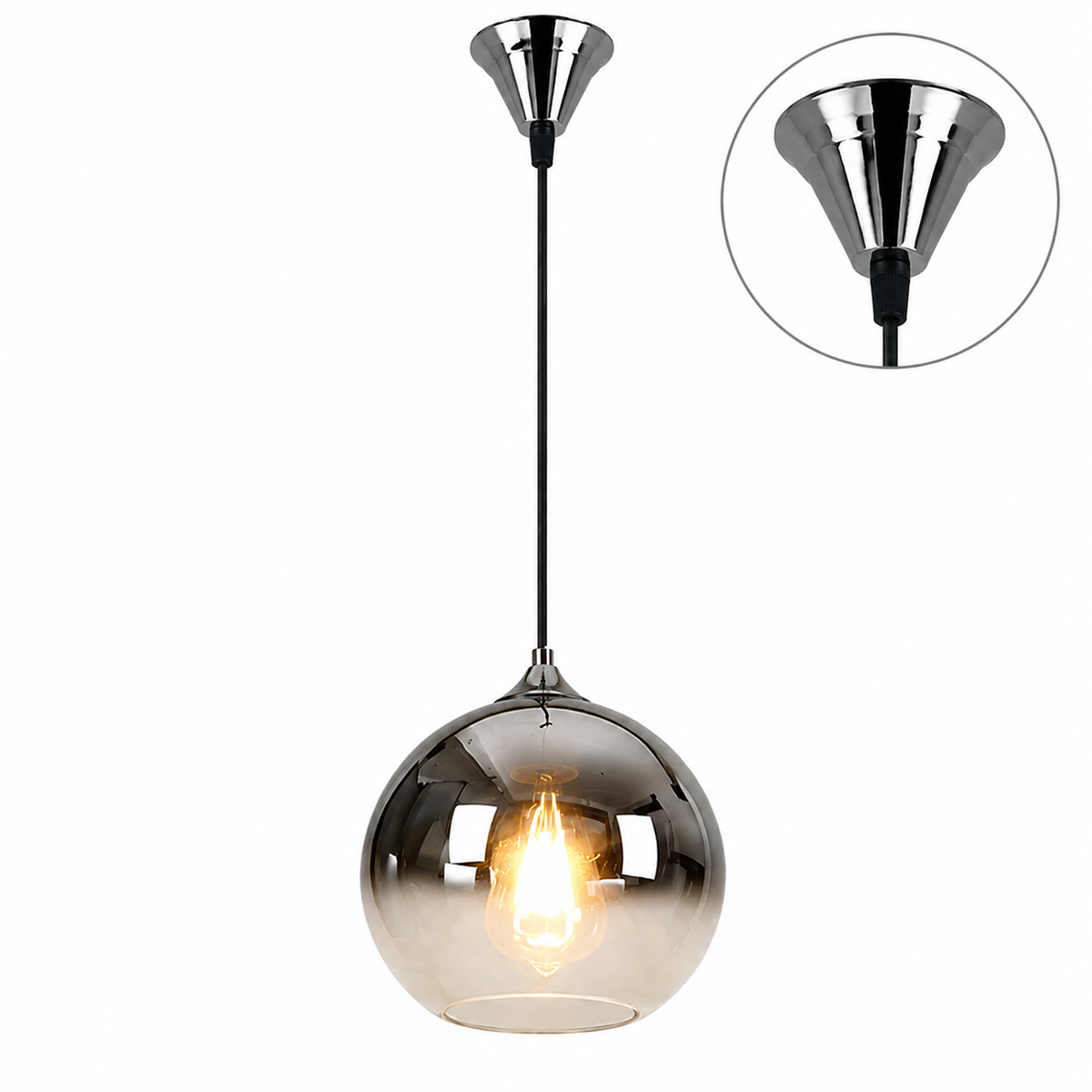 Lámpara Colgante Cristal Ahumado Comedor EPICA | Cromo E27/FL6509-D20