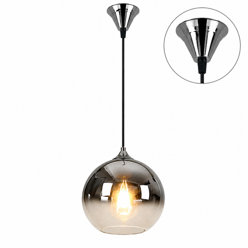 Lámpara Colgante Cristal Ahumado Comedor EPICA | Cromo E27/FL6509-D20