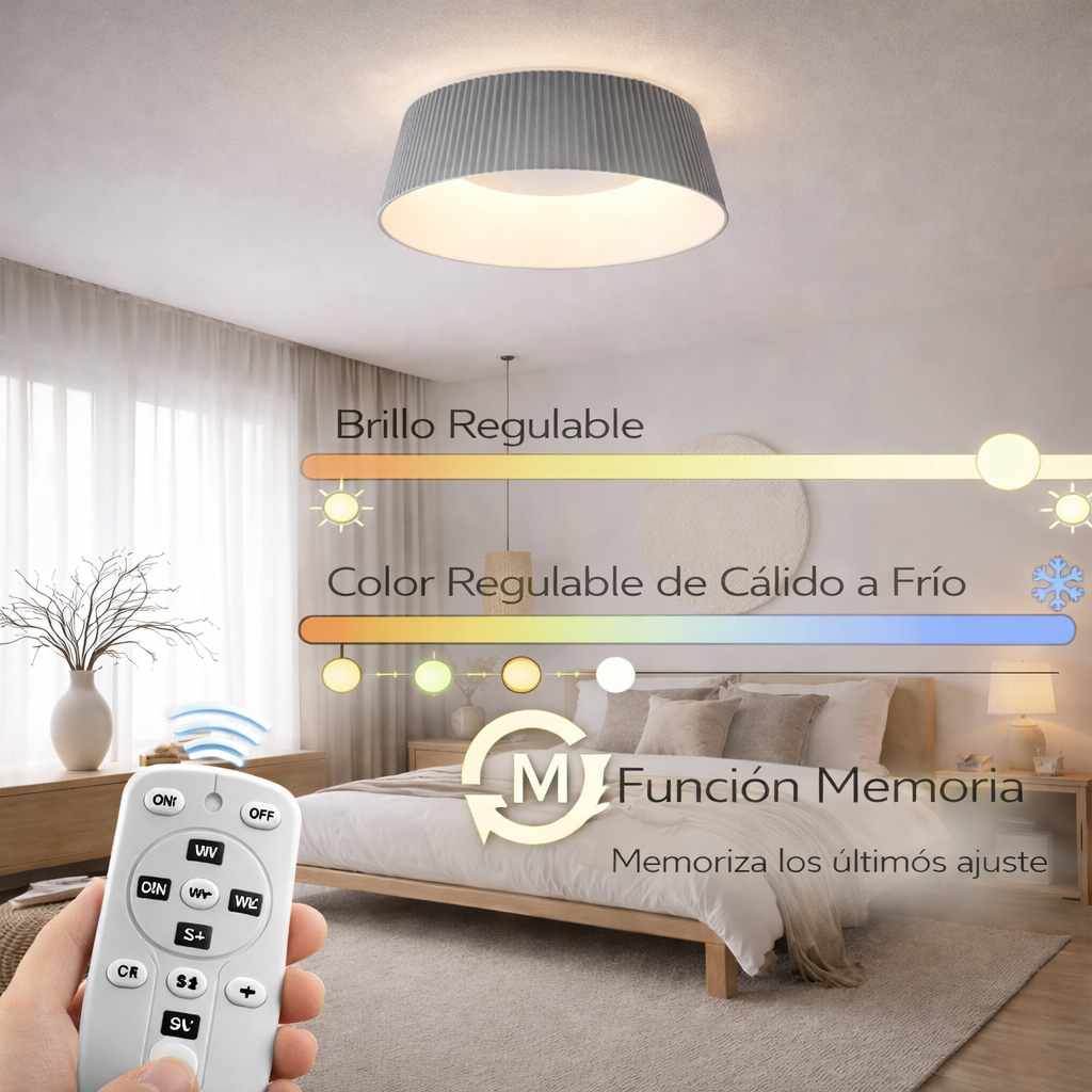 Plafón LED Textil Circular Salón NEWVA | Negro Ø45 cm CCT