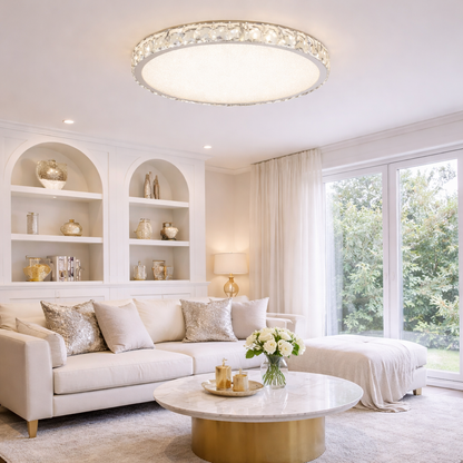 Plafón LED Cristal Circular Salón MARCELLO | Cromo Ø40 cm