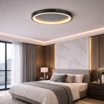 Plafón LED Circular Techo Salón NOVA | Negro Ø50 cm CCT