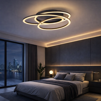 Lámpara LED Aros Circular Salón NEXUS | Negro Atenuable CCT