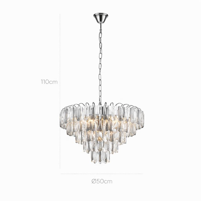 Lámpara colgante de acero y cristales modelo AVOLA LP156-D50