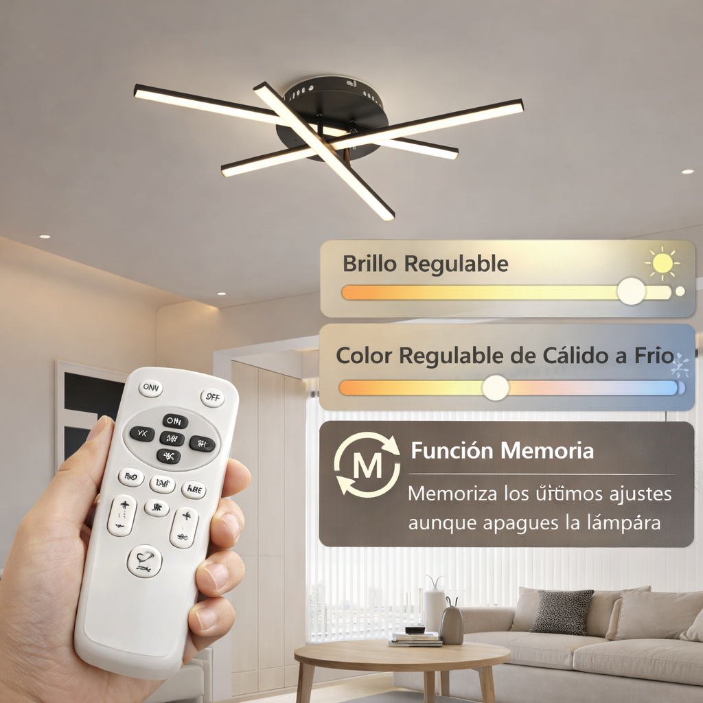 Lámpara LED Lineal Techo Salón XAS | Negro Atenuable CCT
