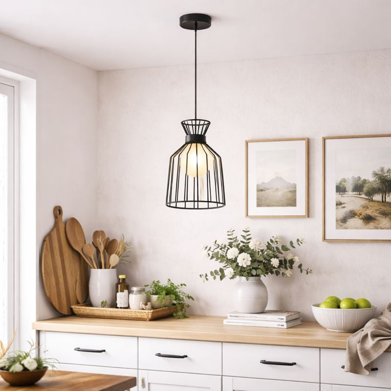 Lámpara colgante tipo jaula negro bombilla G9 BALDI LP594-1P