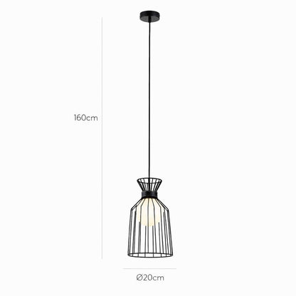 Lámpara colgante tipo jaula negro bombilla G9 BALDI LP594-1P