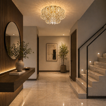 Plafón Cristal Circular Salón RINGLUX | Dorado Ø50 cm E14