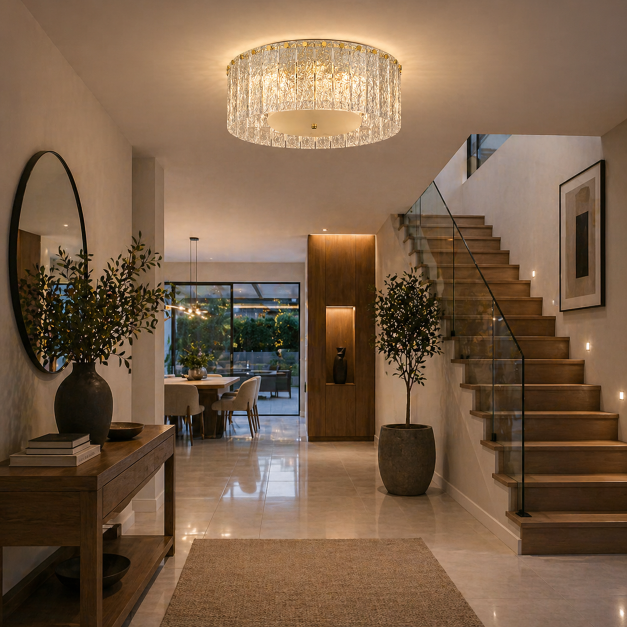 Plafón Cristal Circular Salón CRYSTALON | Dorado Ø50 cm E14