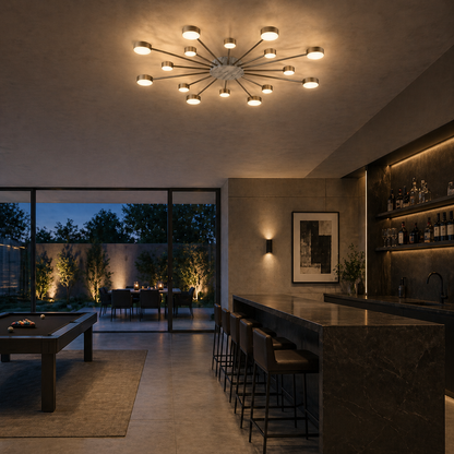Lámpara LED Metal Radial Salón EYE | Dorado 16 Luces CCT
