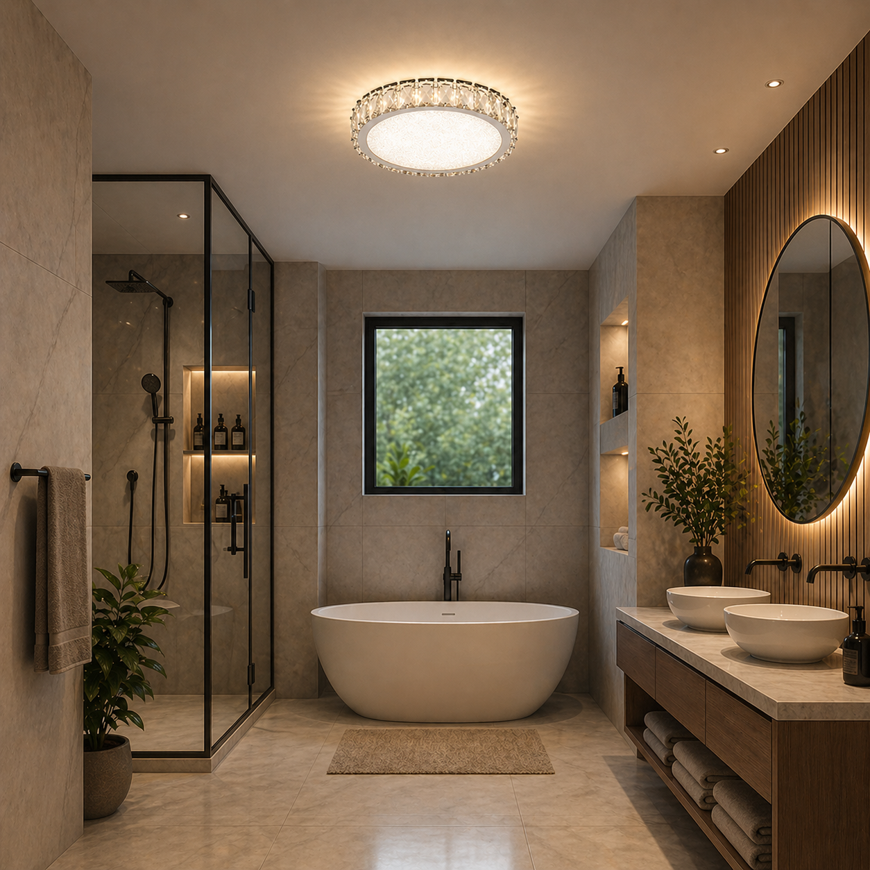 Plafón LED Cristal Circular Salón MARCELLO | Cromo Ø30 cm